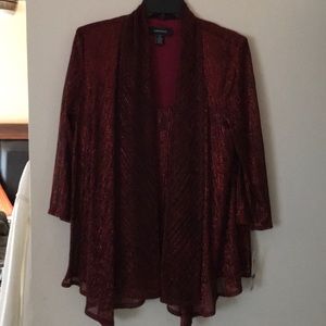 Twofer blouse. Garnet & black shimmer